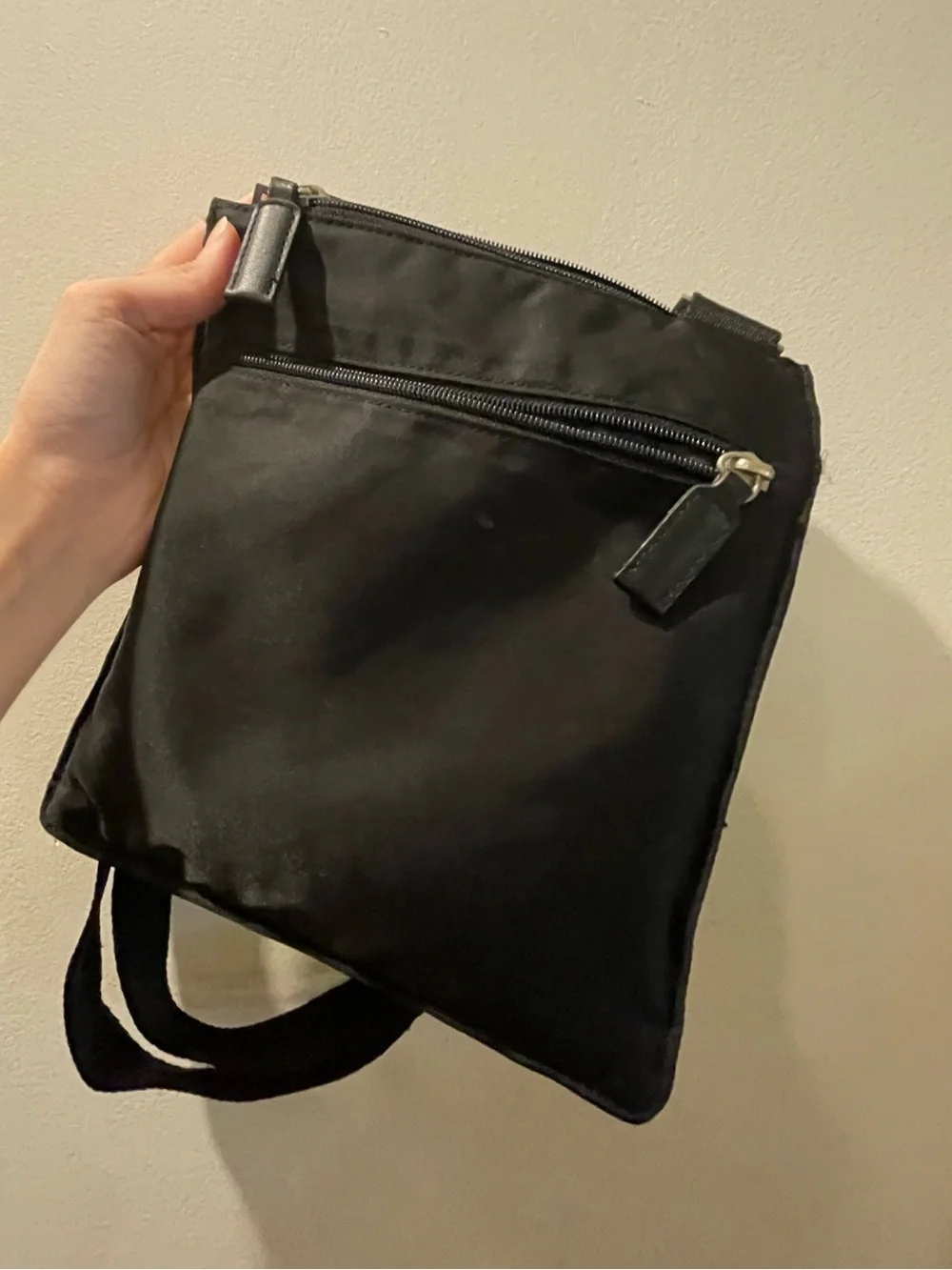 Prada Black Nylon Messenger Crossbody with Triangle Logo